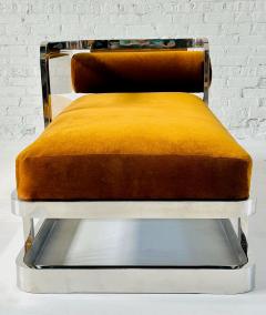Style Charles Hollis Jones Chrome Brass Lucite Chaise Lounge 1970 - 4308810