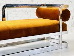 Style Charles Hollis Jones Chrome Brass Lucite Chaise Lounge 1970 - 4308812