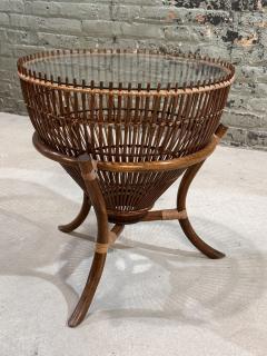 Style of Franco Albini Rattan Fishing Basket Side End Table 1960 - 3203446