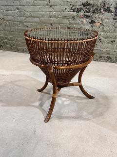 Style of Franco Albini Rattan Fishing Basket Side End Table 1960 - 3203448