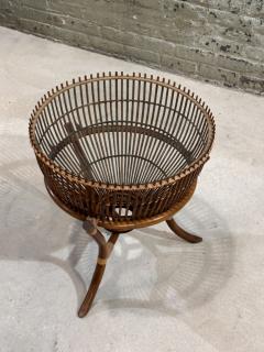 Style of Franco Albini Rattan Fishing Basket Side End Table 1960 - 3203450