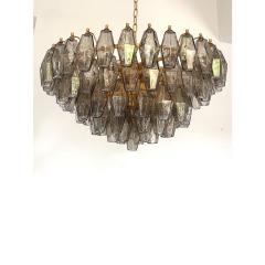 Styled After Venini Smoked Fum Poliedri Murano Glass Gold Chandelier - 4350020