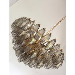 Styled After Venini Smoked Fum Poliedri Murano Glass Gold Chandelier - 4350021