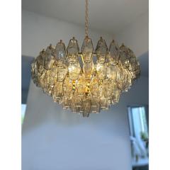 Styled After Venini Smoked Fum Poliedri Murano Glass Gold Chandelier - 4350026