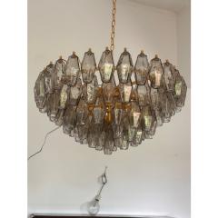 Styled After Venini Smoked Fum Poliedri Murano Glass Gold Chandelier - 4350029
