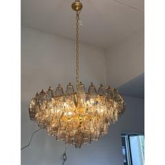 Styled After Venini Smoked Fum Poliedri Murano Glass Gold Chandelier - 4350036