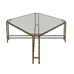 Stylish Bamboo Motif Coffee Table in Patinated Bronze 1970s - 3230816