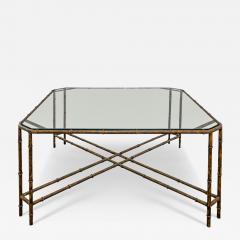 Stylish Bamboo Motif Coffee Table in Patinated Bronze 1970s - 3232027