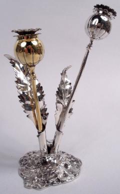 Stylish Buccellati Sterling Silver Stem Flower Salt Pepper Shakers - 4135291