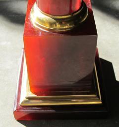 Stylish French 1940s Crimson Bakelite Columnar Lamp with Gilt bronze Fittings - 1182784