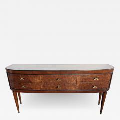 Stylish Italian 1950s burl and mahogany 6 drawer sideboard buffet - 2812718