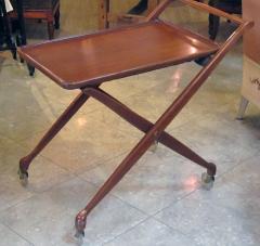 Stylish Italian Mid century Cherrywood Bar drinks Cart with Removable Tray - 3236700