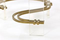 Stylish Kidney shaped Glass and Lucite Side Table with Brass Stretchers - 1950850