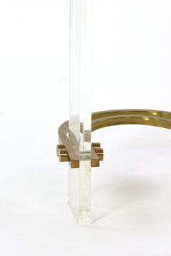 Stylish Kidney shaped Glass and Lucite Side Table with Brass Stretchers - 1950852