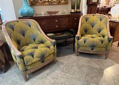 Stylish Pair of Art Deco Style Barrel back Shagreen Bergeres by Lx Rossi - 4270500