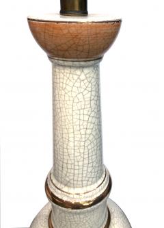 Stylish Pair of Frederick Cooper 1960s Peach and White Crackle glaze Lamps - 1631090