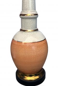 Stylish Pair of Frederick Cooper 1960s Peach and White Crackle glaze Lamps - 1631092