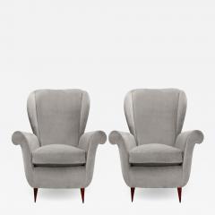 Stylish Pair of Mid Century Modern High Back Wing Chairs 1950s - 3241544