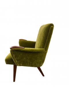 Stylish Pair of Olive Green Italian Mid Century Modern Lounge Chairs 1950s - 4485838