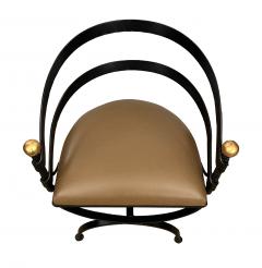 Stylish Set of Four Wrought Iron Barrel back Curule form Chairs - 3348598
