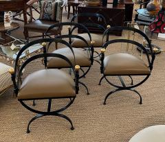 Stylish Set of Four Wrought Iron Barrel back Curule form Chairs - 3348600