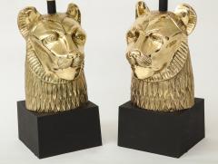 Stylized Lioness Brass Lamps - 905660