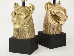 Stylized Lioness Brass Lamps - 905661
