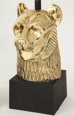 Stylized Lioness Brass Lamps - 905663