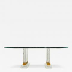 Substantial Lucite and Brass Dining Table Etched Glass Top - 4508301