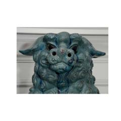 Substantial Pair of Italian Glazed Terra Cotta 19th Century Foo Dogs - 4451219