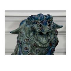 Substantial Pair of Italian Glazed Terra Cotta 19th Century Foo Dogs - 4451220