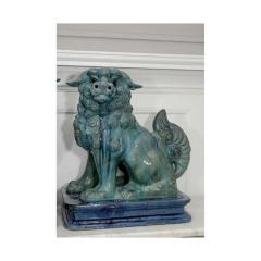 Substantial Pair of Italian Glazed Terra Cotta 19th Century Foo Dogs - 4451223