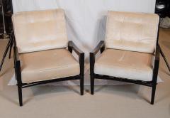 Substantial Pair of Open Frame Ebonized Club Chairs - 2964205