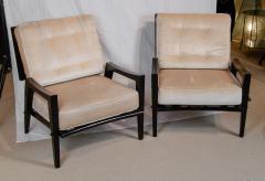 Substantial Pair of Open Frame Ebonized Club Chairs - 2964206