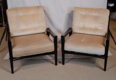 Substantial Pair of Open Frame Ebonized Club Chairs - 2964207