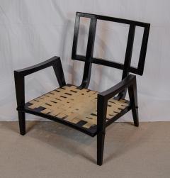 Substantial Pair of Open Frame Ebonized Club Chairs - 2964213