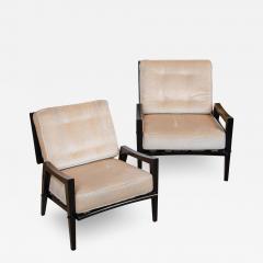 Substantial Pair of Open Frame Ebonized Club Chairs - 2965174