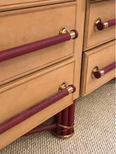 Substantial Side Board Faux Leather Surface with Brass Accents - 859575