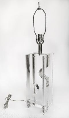 Substantial Vintage Lucite Sculptural Postmodern Table Lamps Pair - 4406519