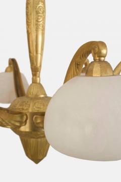 Sue et Mare French Art Deco Gilt Bronze Six Arm Chandelier Attributed Sue et Mare - 407978