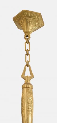 Sue et Mare French Art Deco Gilt Bronze Six Arm Chandelier Attributed Sue et Mare - 407979