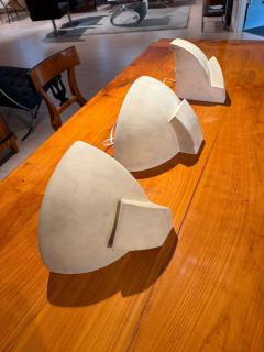 Suite of 3 Art Deco Wall Sconces Patinated Plaster France circa 1925 - 4573037