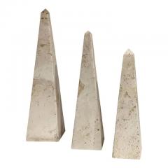 Suite of three decorative travertine obelisks Italy 1970s - 832578