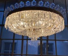 Sumptuous Crystal and Brass Chandelier Italy 1940 - 3580114