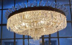 Sumptuous Crystal and Brass Chandelier Italy 1940 - 3580128