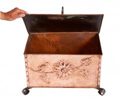 Sunflower Arts Crafts Riveted Copper Box on Scrolled Iron Feet - 4690183