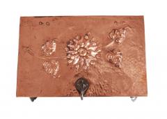 Sunflower Arts Crafts Riveted Copper Box on Scrolled Iron Feet - 4690186