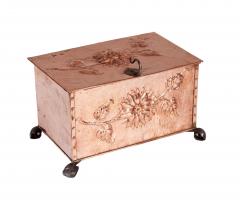 Sunflower Arts Crafts Riveted Copper Box on Scrolled Iron Feet - 4690196