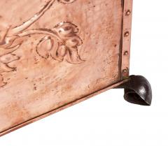 Sunflower Arts Crafts Riveted Copper Box on Scrolled Iron Feet - 4690199