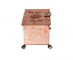 Sunflower Arts Crafts Riveted Copper Box on Scrolled Iron Feet - 4690201